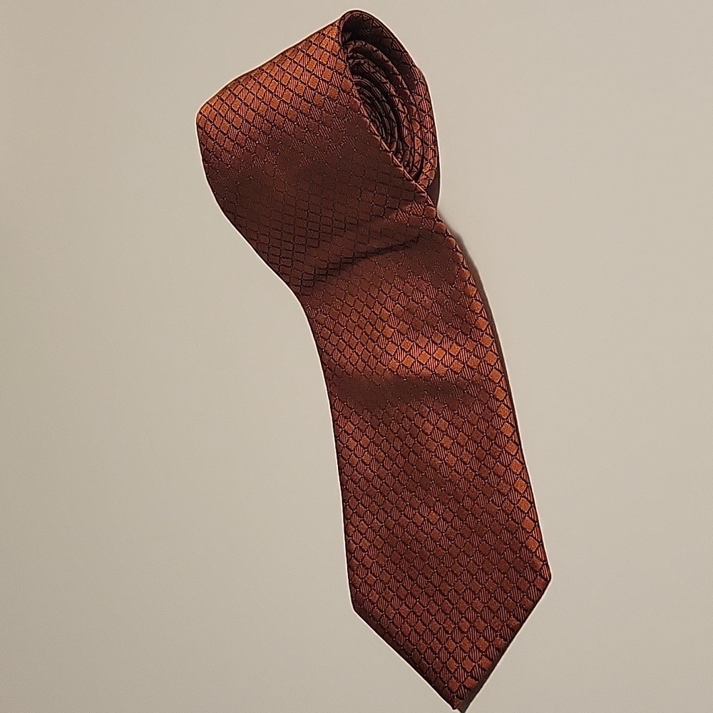 Clericci Mens Tie 60 in. Orange Black